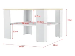 Mesa de centro 60 x 60 x 40 cm efecto blanco y roble 03_0008432