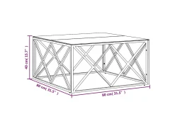 Mesa de centro acero inoxidable y vidrio 80x80x40 cm