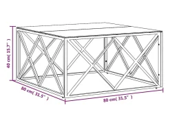 Mesa de centro acero inoxidable y vidrio 80x80x40 cm