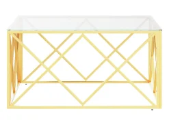 Mesa de centro acero inoxidable y vidrio 80x80x40 cm