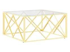 Mesa de centro acero inoxidable y vidrio 80x80x40 cm