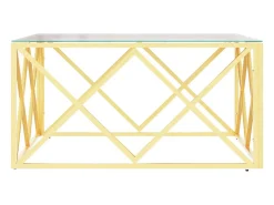 Mesa de centro acero inoxidable y vidrio 80x80x40 cm