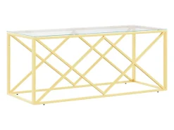 Mesa de centro acero inoxidable y vidrio 110x45x45 cm