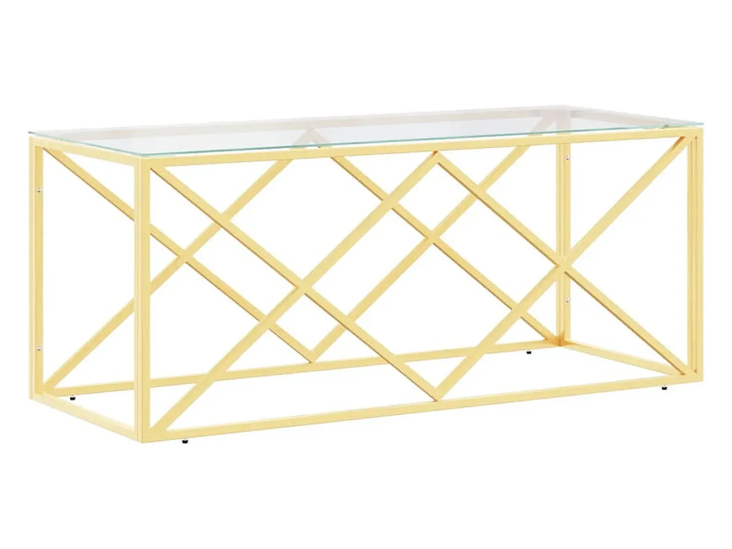 Mesa de centro acero inoxidable y vidrio 110x45x45 cm