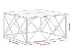 Mesa de centro acero inoxidable plateado y madera maciza acacia
