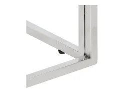 Mesa de centro acero inoxidable madera maciza traviesa plateado