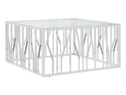 Mesa de centro acero inoxidable y vidrio 100x100x50 cm