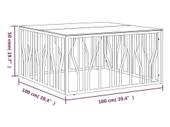 Mesa de centro acero inoxidable y vidrio 100x100x50 cm