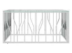 Mesa de centro acero inoxidable y vidrio 100x100x50 cm