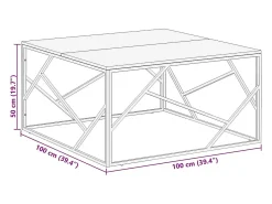 Mesa de centro acero inoxidable y madera maciza acacia plateado
