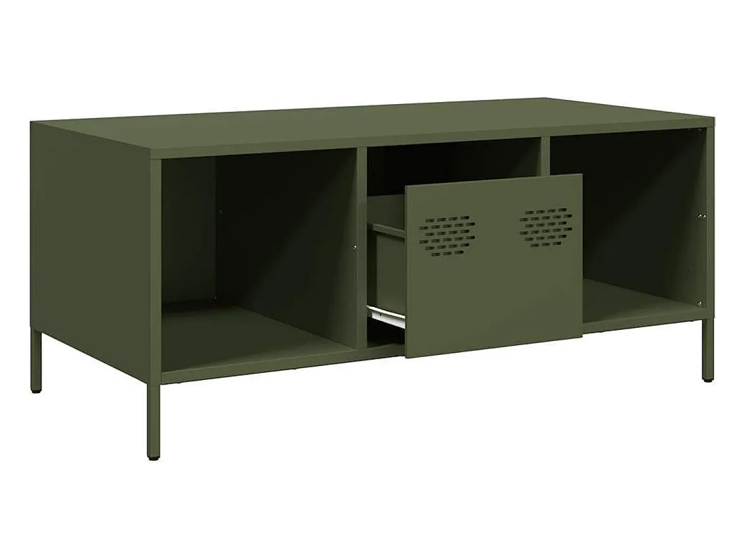 Mesa de centro acero laminado frío verde oliva 101,5x50x43,5 cm