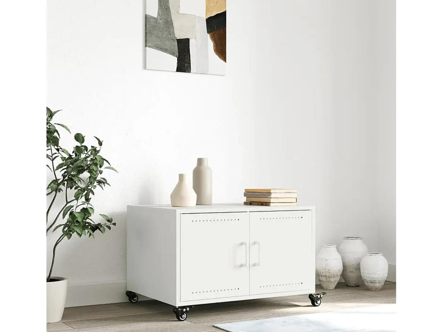 Mesa de centro acero laminado en frío blanco 68x50x43,5 cm