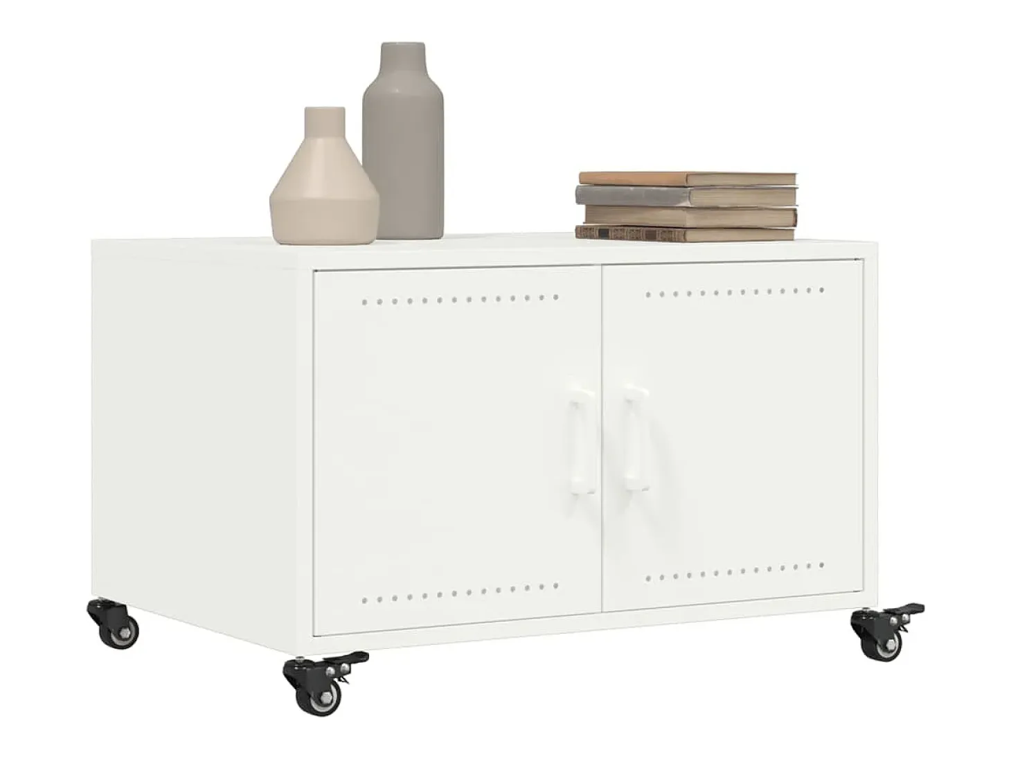 Mesa de centro acero laminado en frío blanco 68x50x43,5 cm