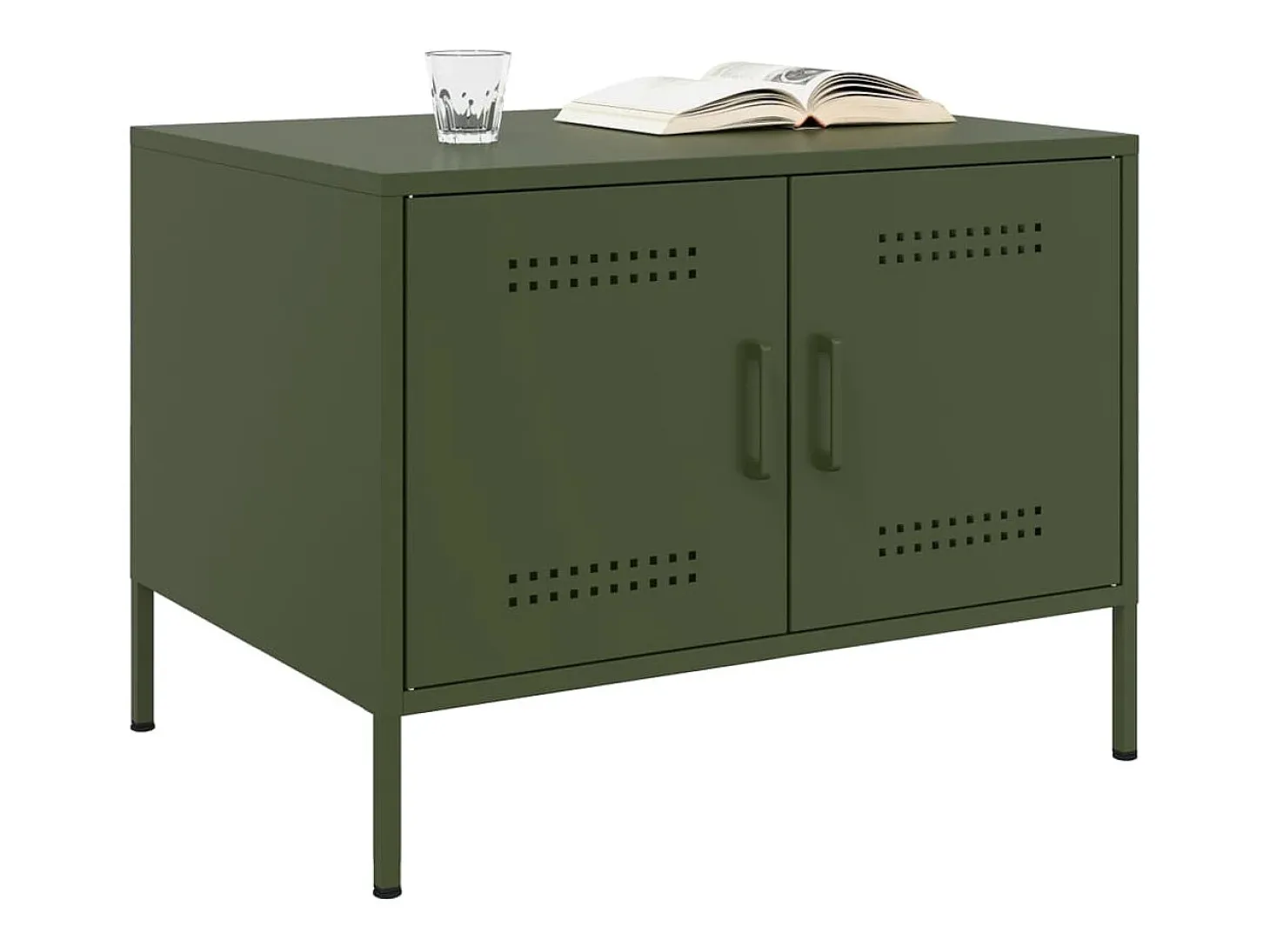 Mesa de centro acero laminado en frío verde oliva 68x50x50,5 cm