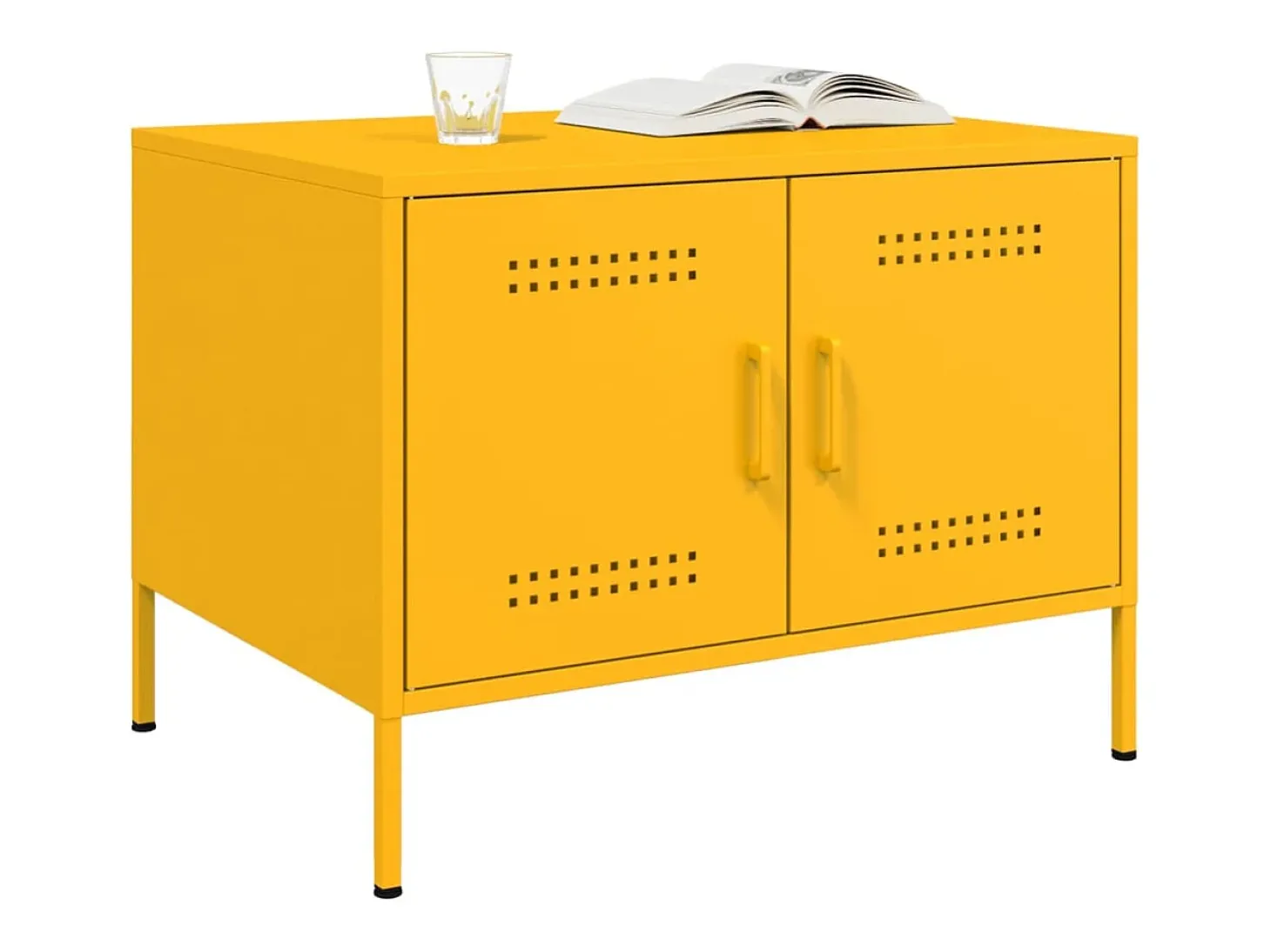 Mesa de centro acero laminado en frío amarillo 68x50x50,5 cm