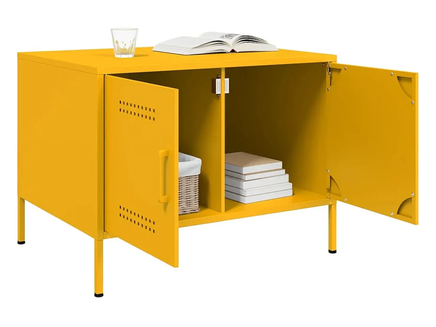 Mesa de centro acero laminado en frío amarillo 68x50x50,5 cm