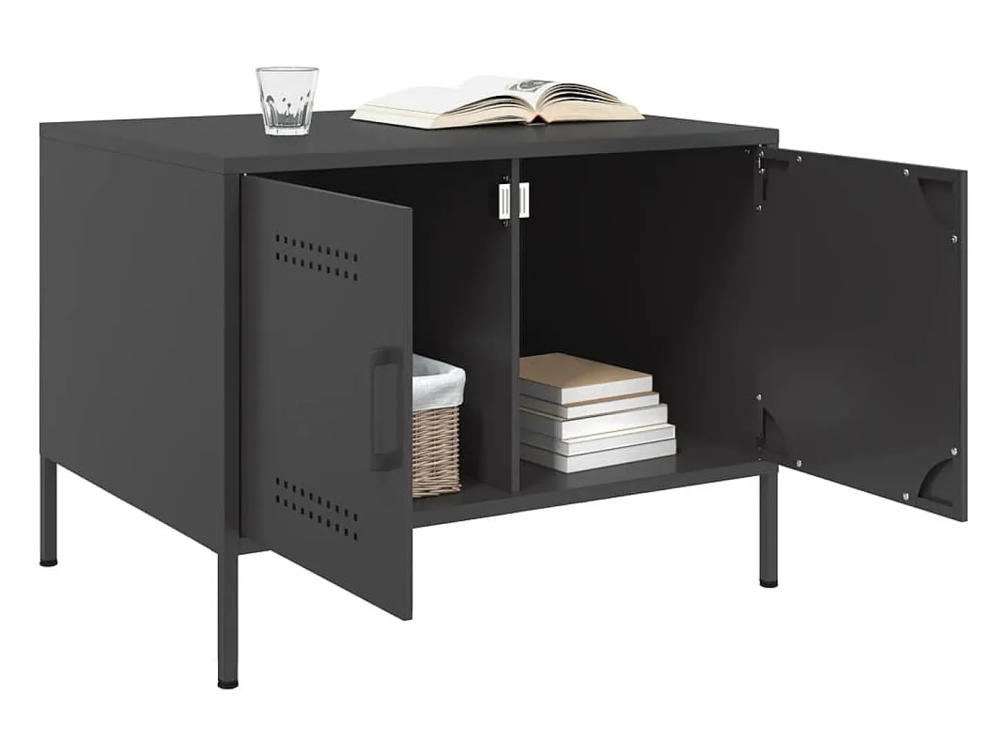 Mesa de centro acero laminado en frío negro 68x50x50,5 cm