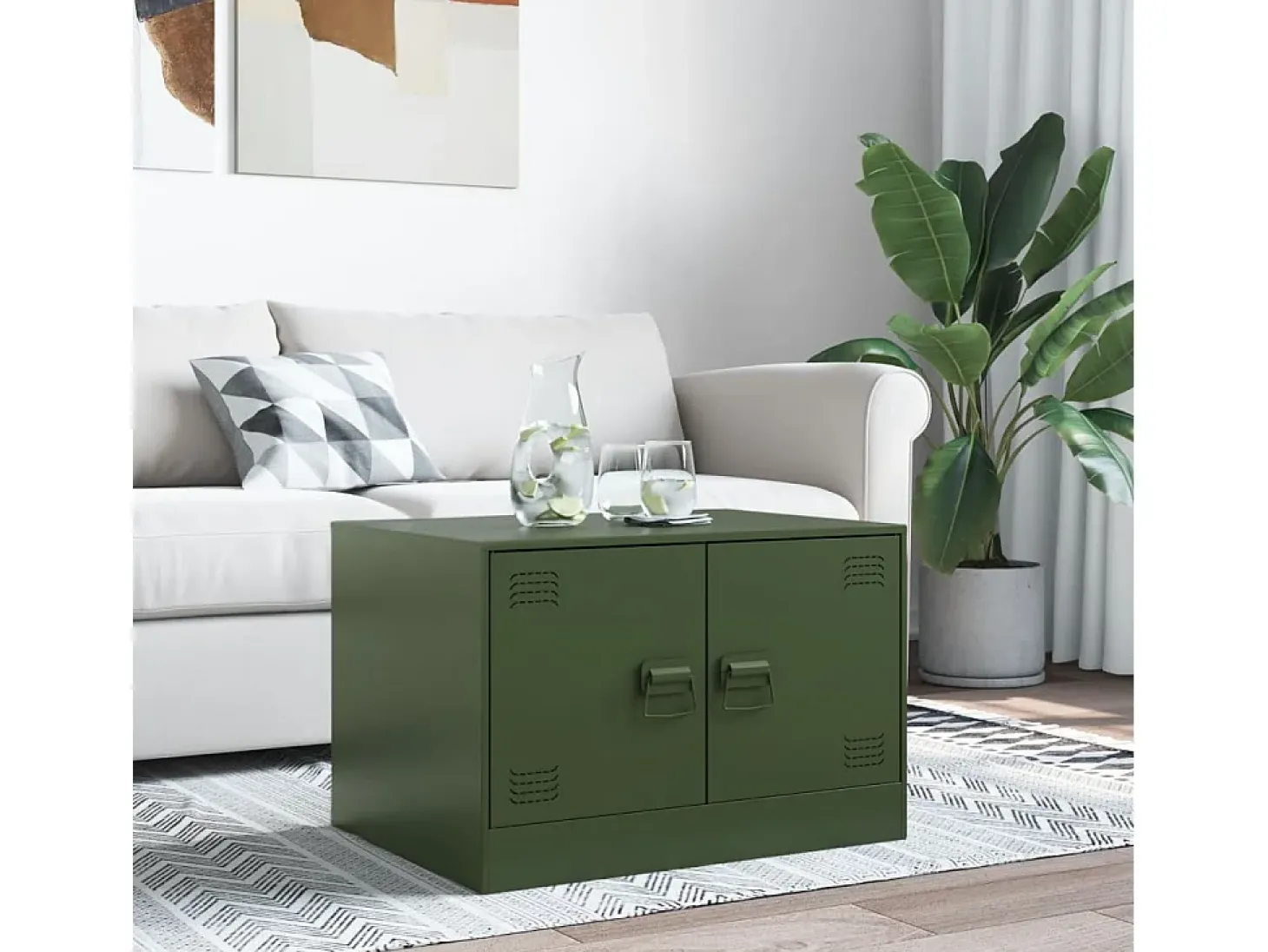 Mesa de centro acero verde oliva 67x50x44 cm
