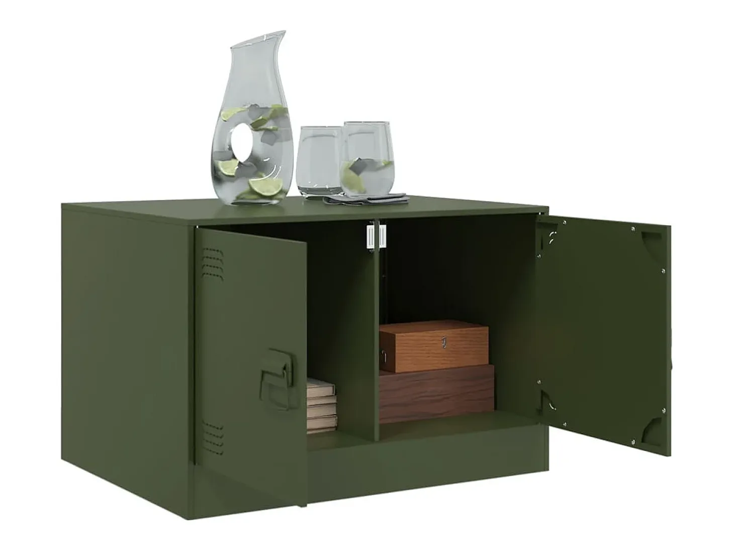 Mesa de centro acero verde oliva 67x50x44 cm