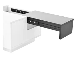 Mesa de centro alto brillo 80×50×35,5 cm - Iluminación LED - 1 cajón - Tablero extensible - Blanco + Negro
