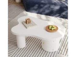 Mesa de centro asimétrica - 100 x 60 x 37 cm - con espacio de almacenamiento - elegante y robusta - MDF - blanco