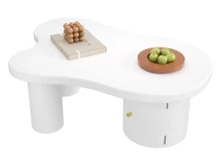 Mesa de centro asimétrica - 100 x 60 x 37 cm - con espacio de almacenamiento - elegante y robusta - MDF - blanco