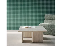 Mesa de centro baja y cuadrada beige travertino