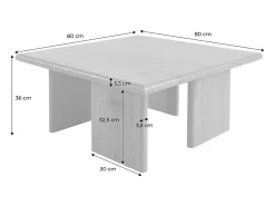 Mesa de centro baja y cuadrada beige travertino