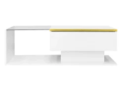 Mesa de centro blanca 100 cm - Mesa de centro con iluminación LED y separadores de espacio - espacio abierto - para sala de estar