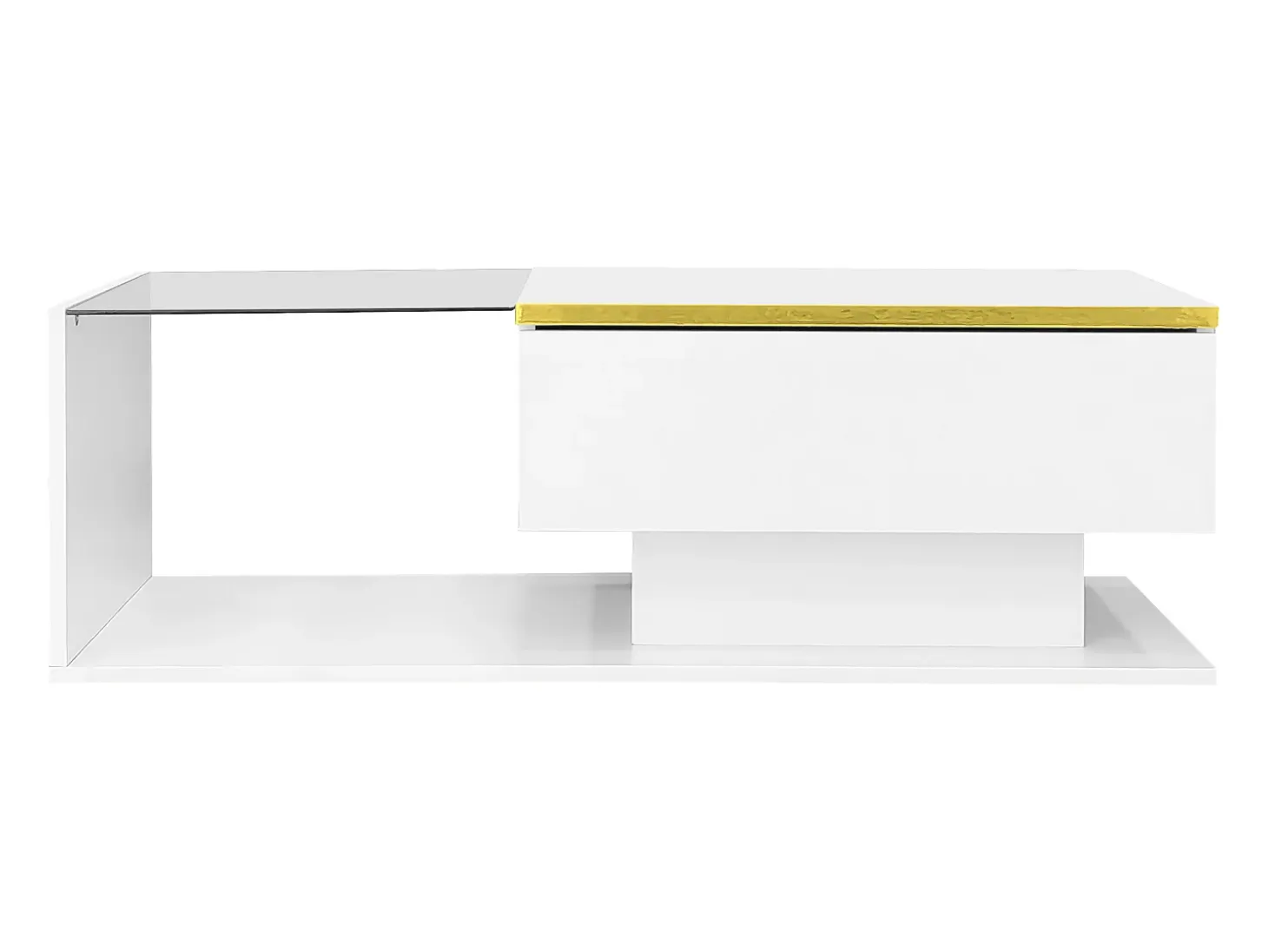 Mesa de centro blanca 100 cm - Mesa de centro con iluminación LED y separadores de espacio - espacio abierto - para sala de estar