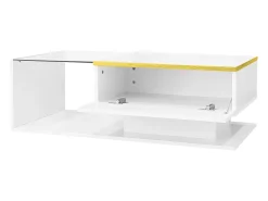 Mesa de centro blanca 100 cm - Mesa de centro con iluminación LED y separadores de espacio - espacio abierto - para sala de estar