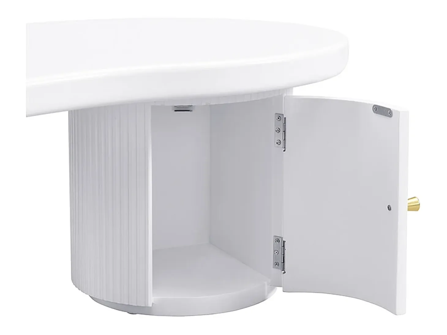 Mesa de centro blanca - Mesa de centro con 1 puerta y patas cilíndricas - diseño en forma de nube - para salones y oficinas