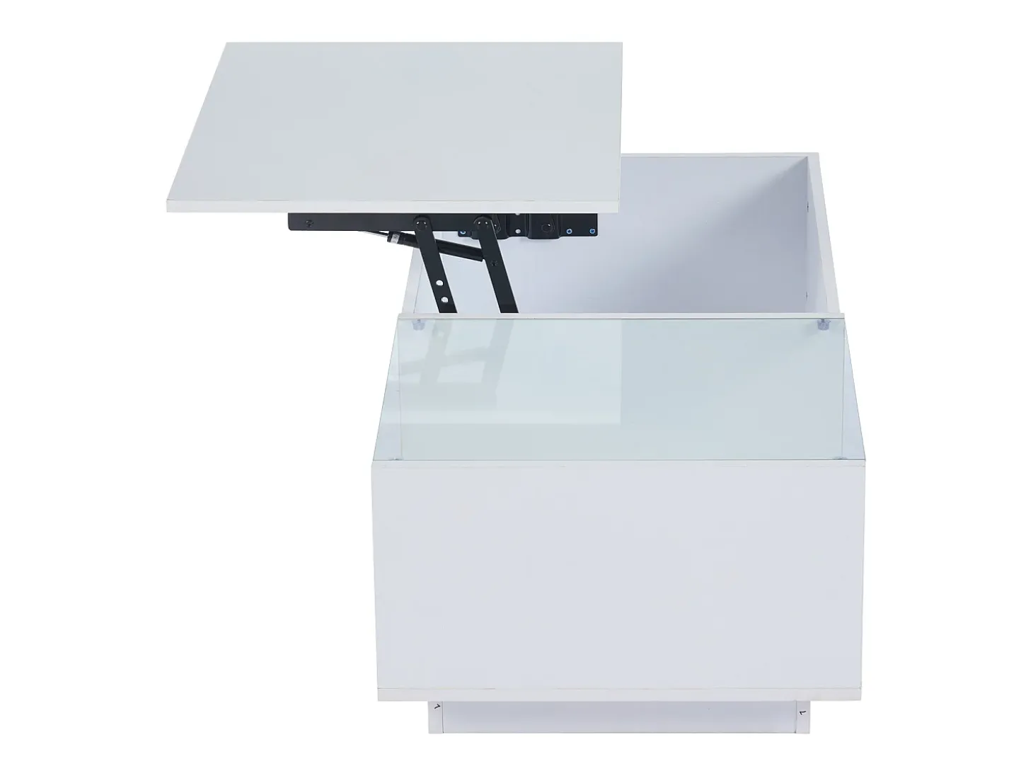 Mesa de centro blanca - Mesa auxiliar con iluminación LED y altura ajustable - almacenamiento y estantes ocultos - para sala de estar