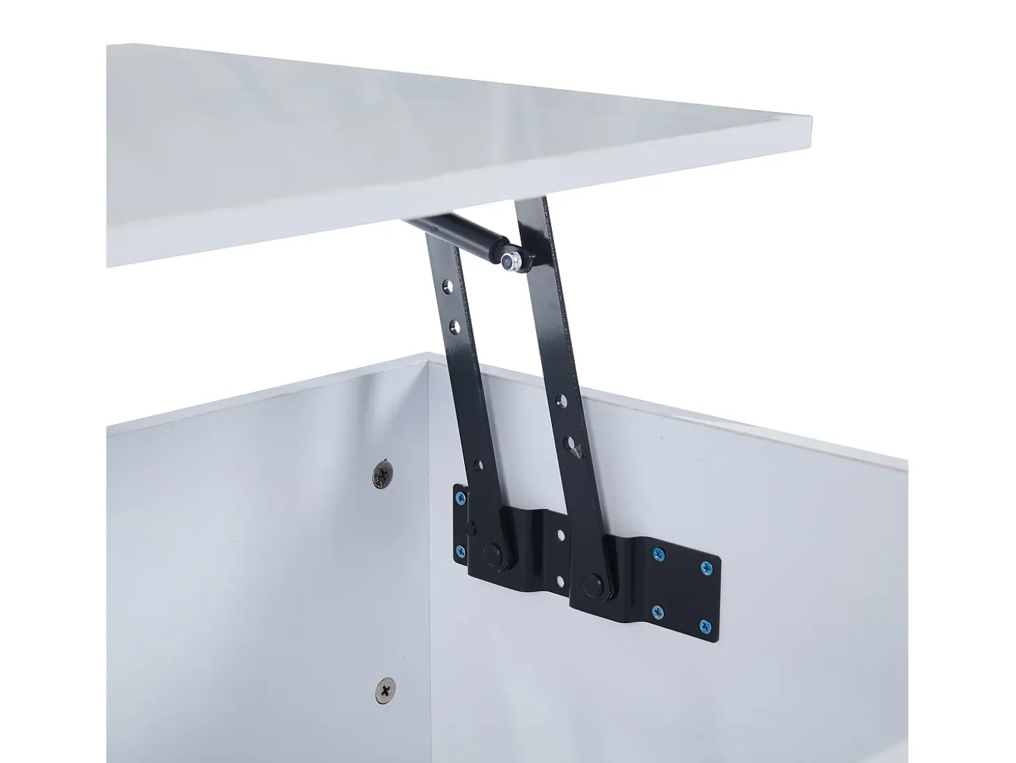 Mesa de centro blanca - Mesa auxiliar con iluminación LED y altura ajustable - almacenamiento y estantes ocultos - para sala de estar