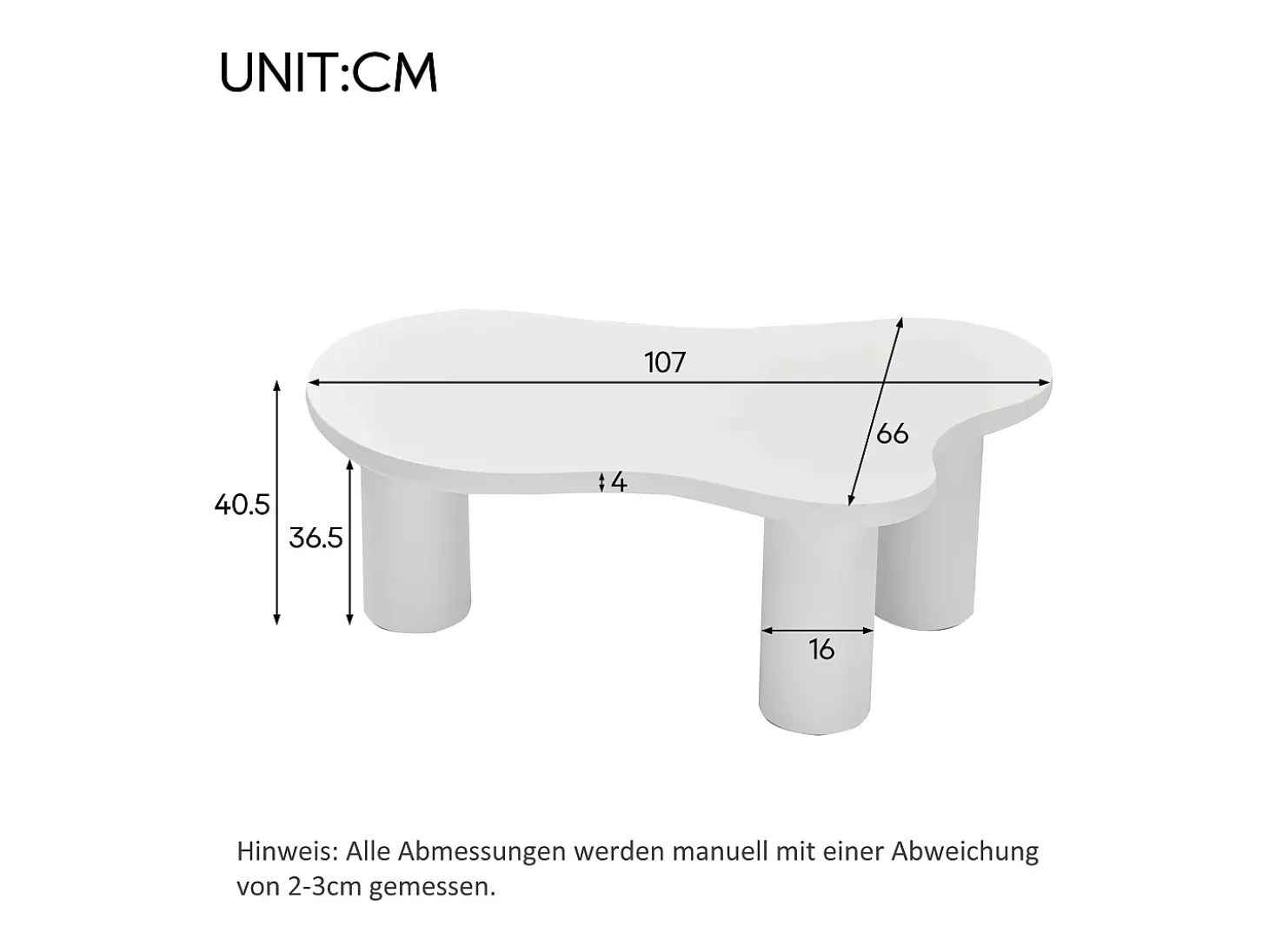Mesa de centro blanca en forma de nube - Madera MDF y PVC