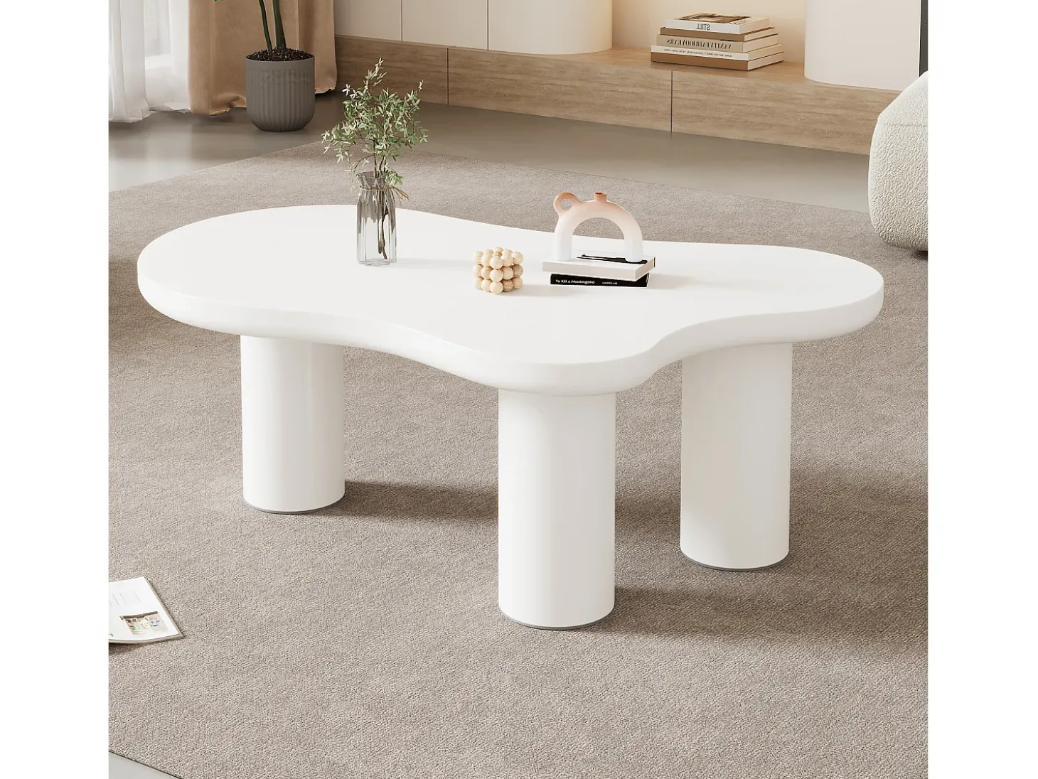 Mesa de centro blanca en forma de nube - Madera MDF y PVC