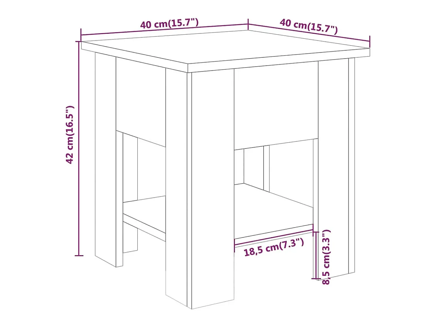 Mesa de centro blanco madera contrachapada 40x40x42 cm