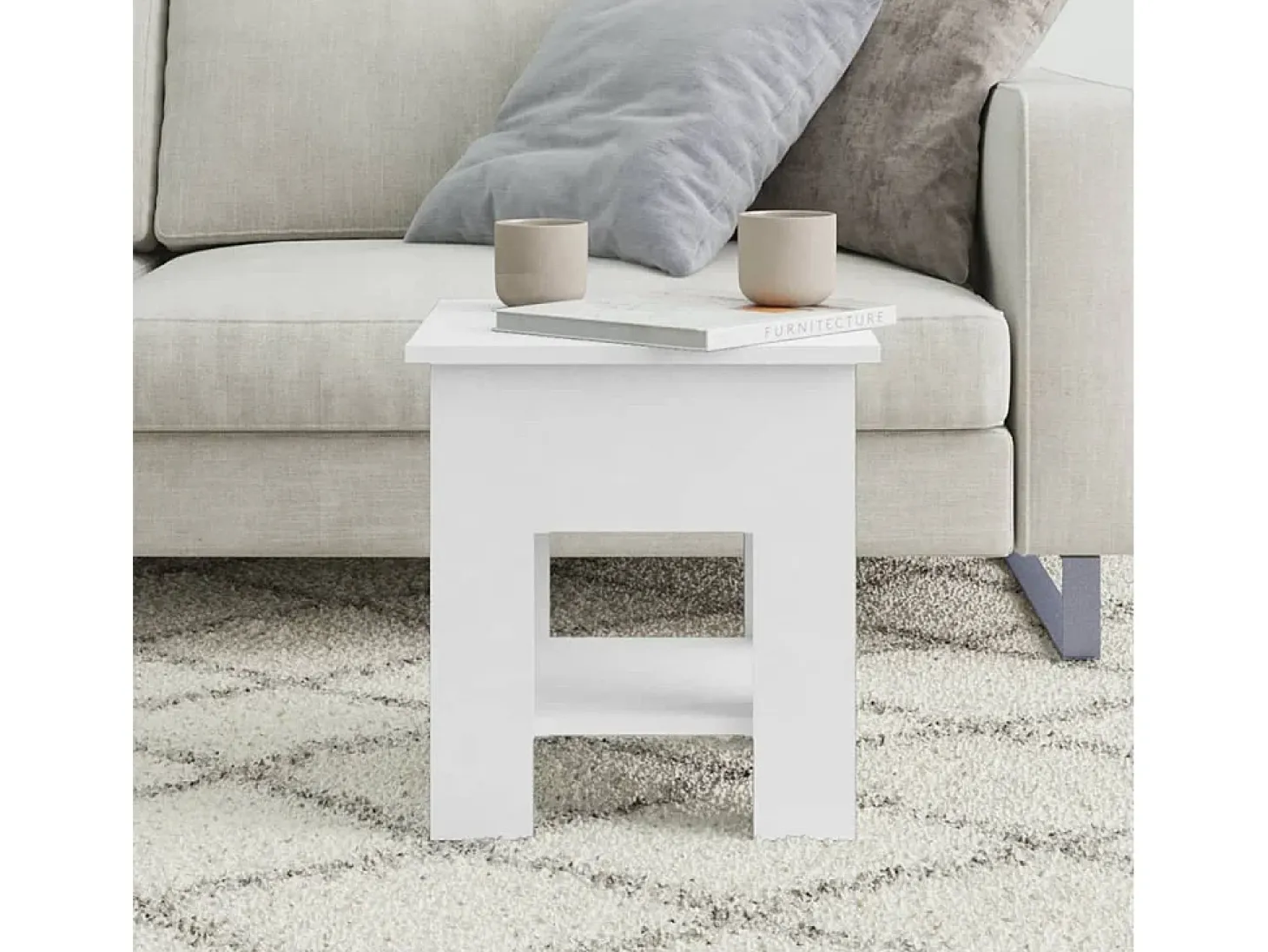 Mesa de centro blanco madera contrachapada 40x40x42 cm