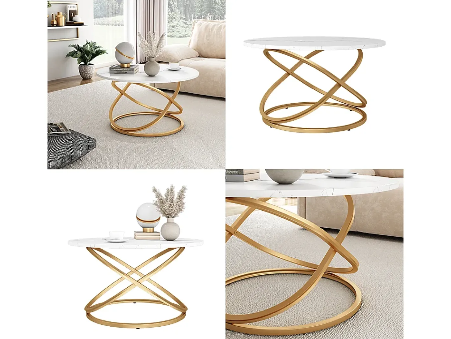 Mesa de centro blanco/oro 79.5x62x46 calgary