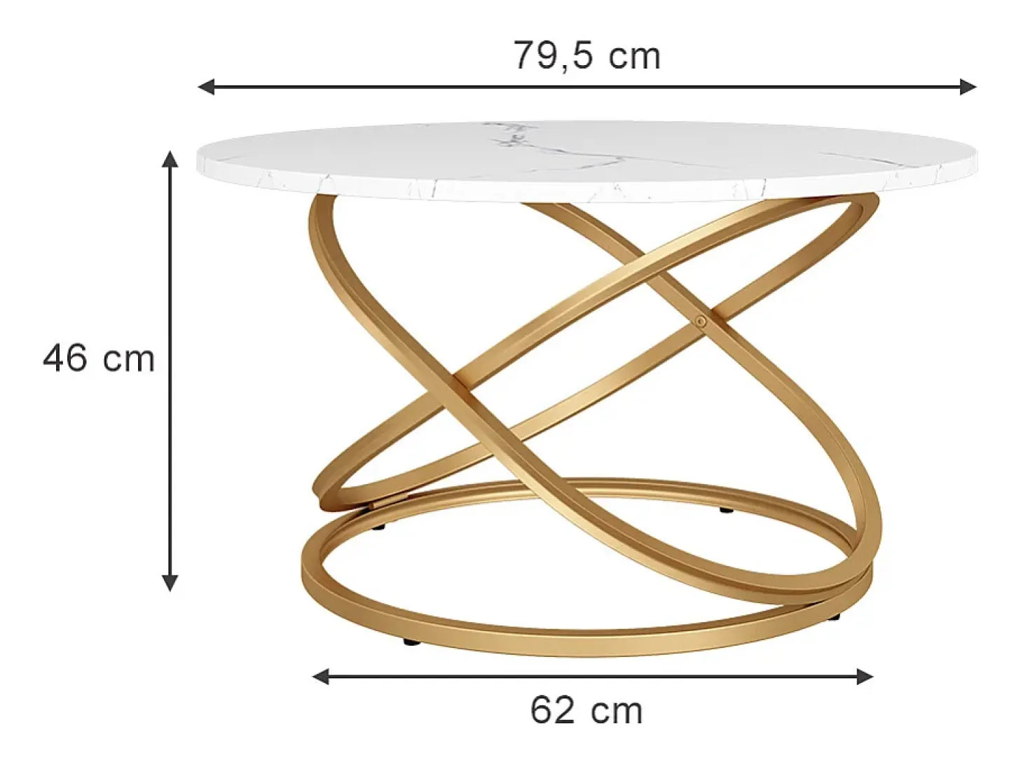 Mesa de centro blanco/oro 79.5x62x46 calgary