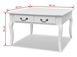 Mesa de centro clásica con 4 cajones blanca