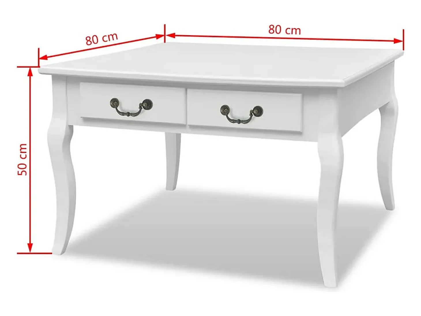 Mesa de centro clásica con 4 cajones blanca