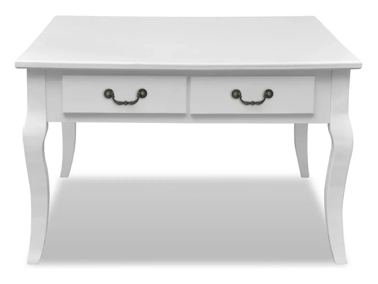 Mesa de centro clásica con 4 cajones blanca