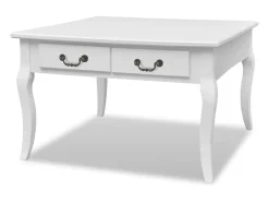 Mesa de centro clásica con 4 cajones blanca