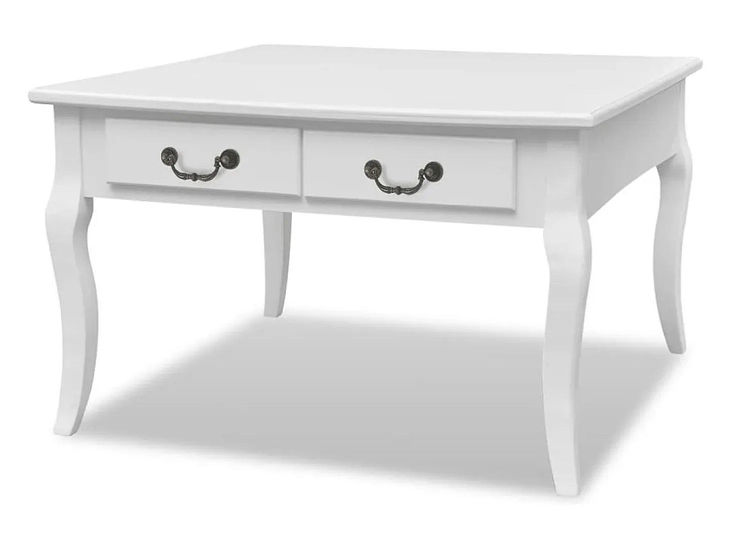 Mesa de centro clásica con 4 cajones blanca