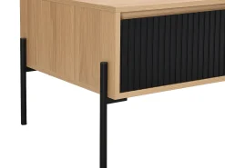 Mesa de centro con 1 cajón y 2 estantes - Negro y natural claro - GLARODI