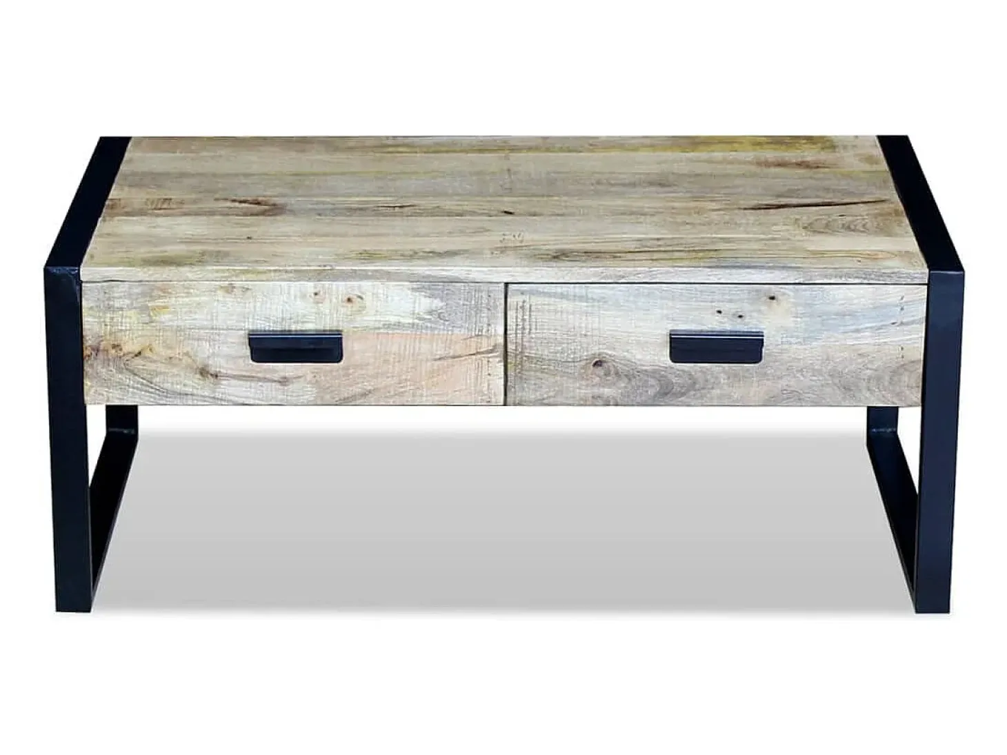Mesa de centro con 2 cajones madera de mango 100x60x40 cm