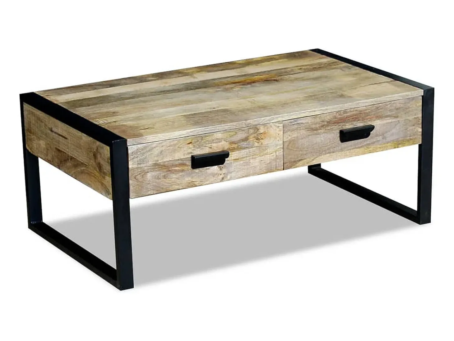 Mesa de centro con 2 cajones madera de mango 100x60x40 cm