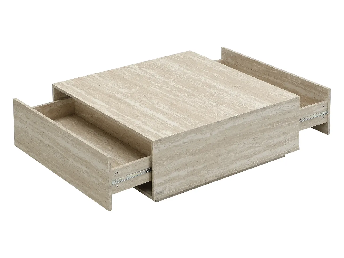 Mesa de centro con 2 cajones en MDF - Efecto travertino beige - ANTRIM by Pascal Morabito