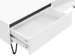 Mesa de centro con 2 cajones y 2 estantes de MDF y acero - Blanco y negro - ABUJA